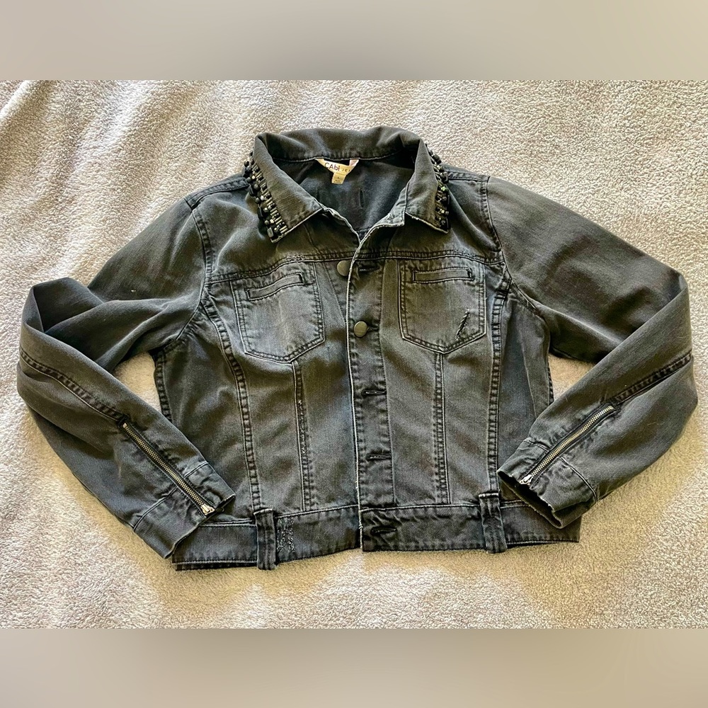Black studded jean jacket